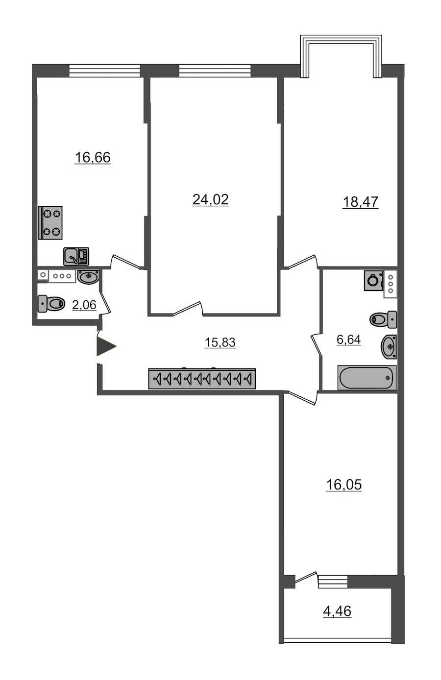Трехкомнатная квартира в : площадь 99.73 м2 , этаж: 6 – купить в Санкт-Петербурге