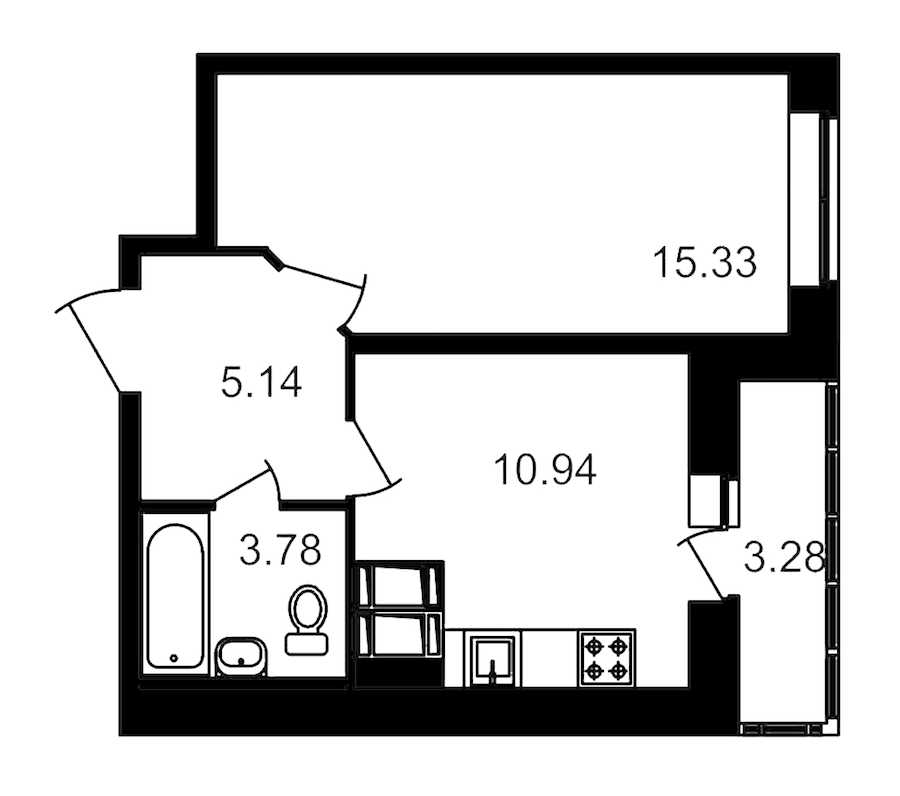 Однокомнатная квартира в : площадь 38.79 м2 , этаж: 19 – купить в Санкт-Петербурге