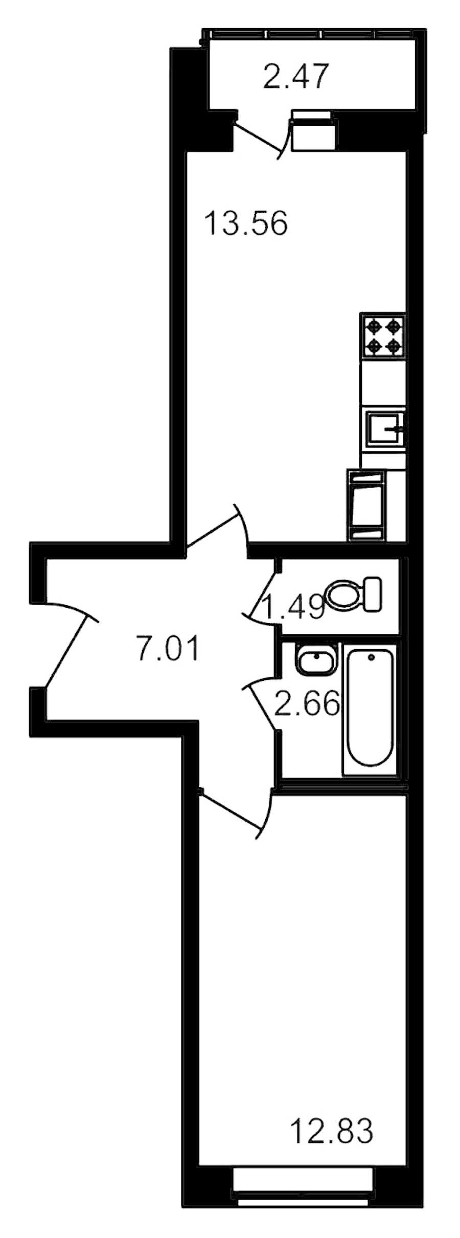 Однокомнатная квартира в : площадь 39.42 м2 , этаж: 6 – купить в Санкт-Петербурге