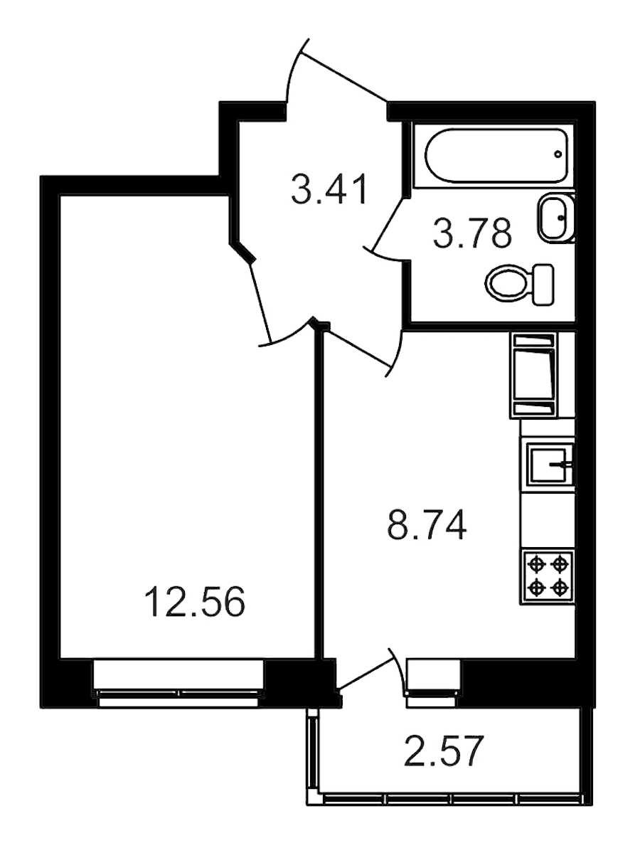 Однокомнатная квартира в : площадь 30.69 м2 , этаж: 16 – купить в Санкт-Петербурге