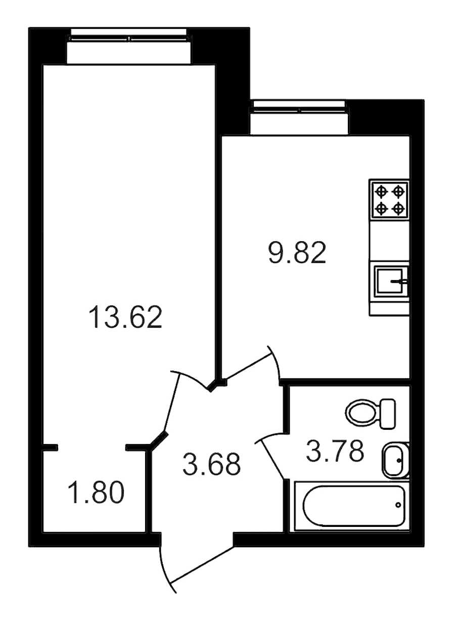 Однокомнатная квартира в : площадь 32.64 м2 , этаж: 1 – купить в Санкт-Петербурге