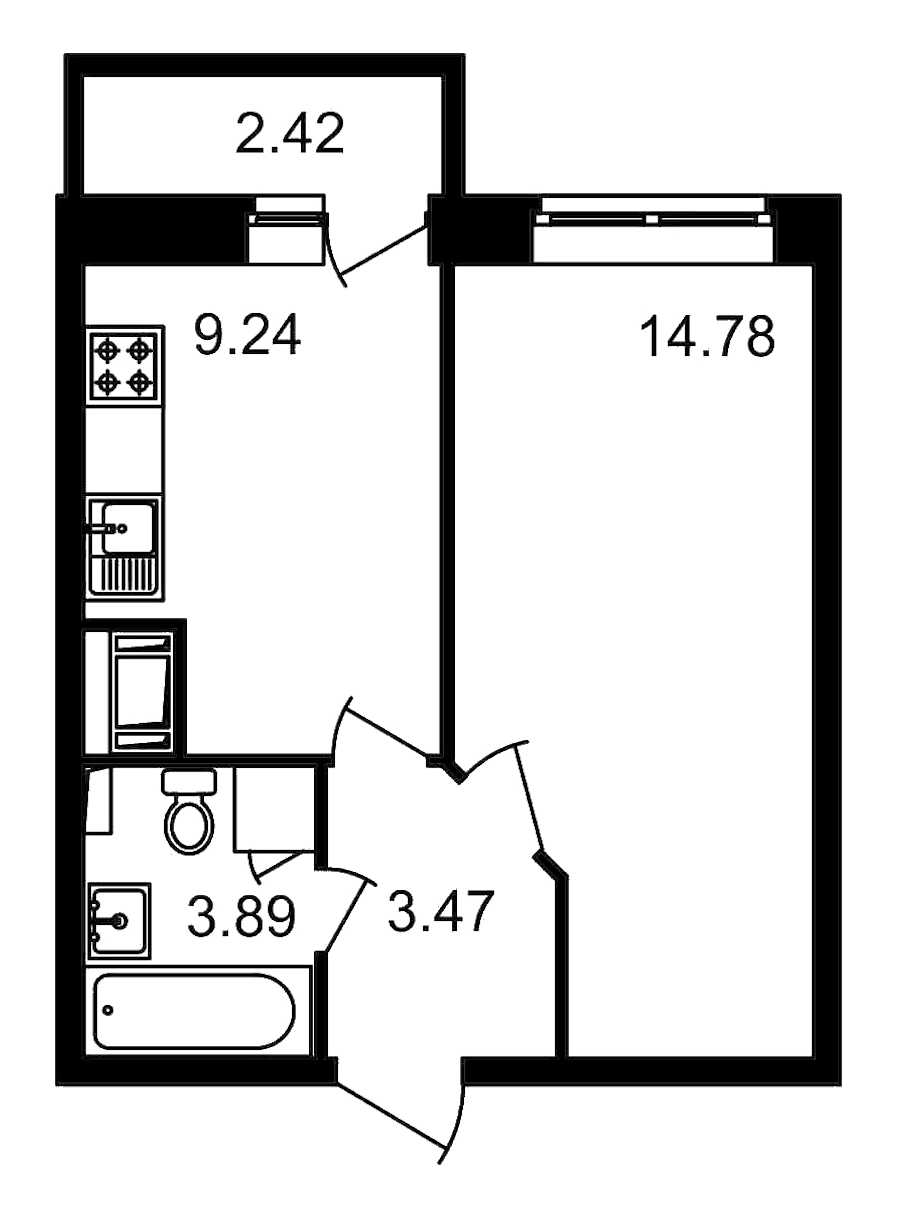 Однокомнатная квартира в : площадь 33.8 м2 , этаж: 6 – купить в Санкт-Петербурге