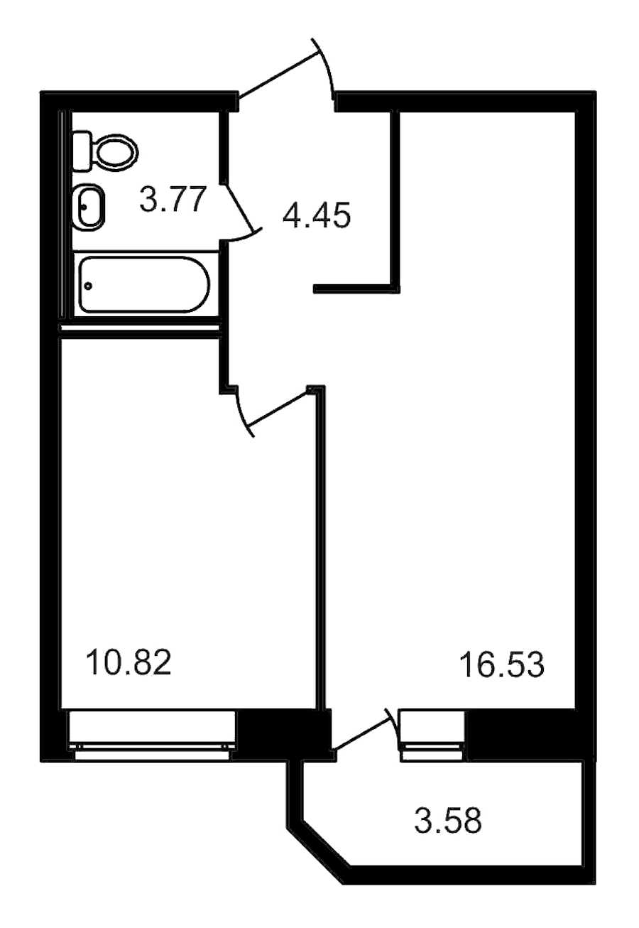 Однокомнатная квартира в : площадь 39.15 м2 , этаж: 14 – купить в Санкт-Петербурге