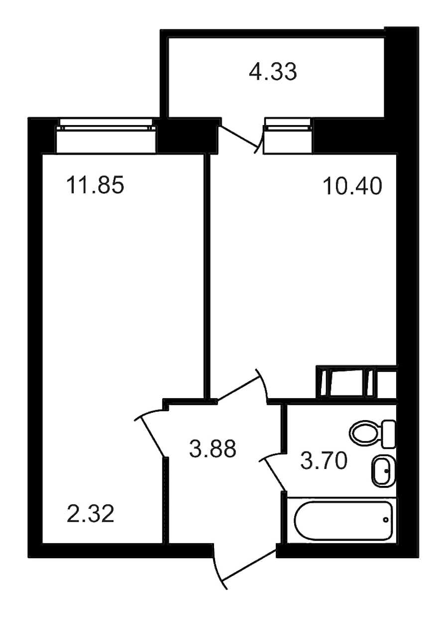 Однокомнатная квартира в : площадь 36.48 м2 , этаж: 3 – купить в Санкт-Петербурге