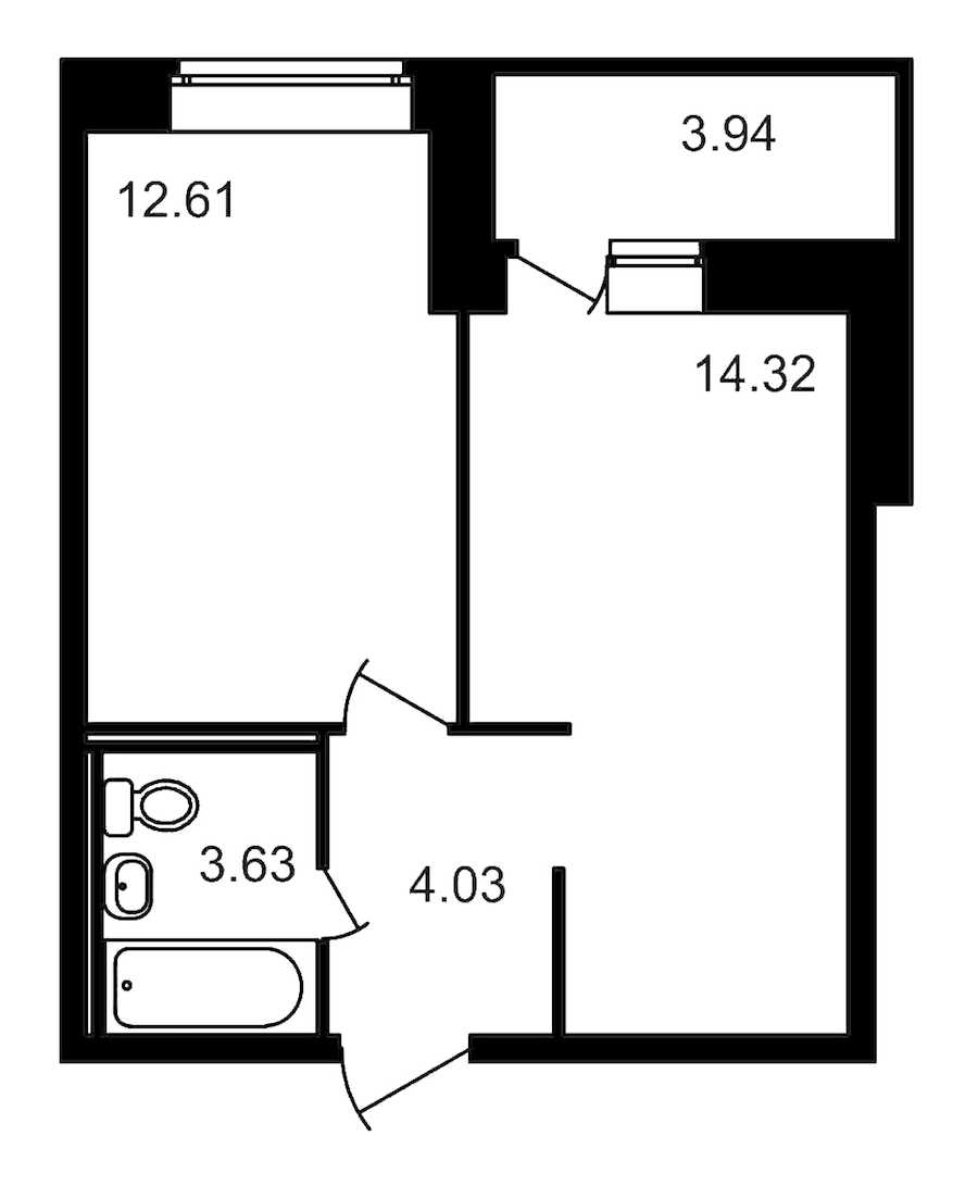 Однокомнатная квартира в : площадь 38.53 м2 , этаж: 8 – купить в Санкт-Петербурге