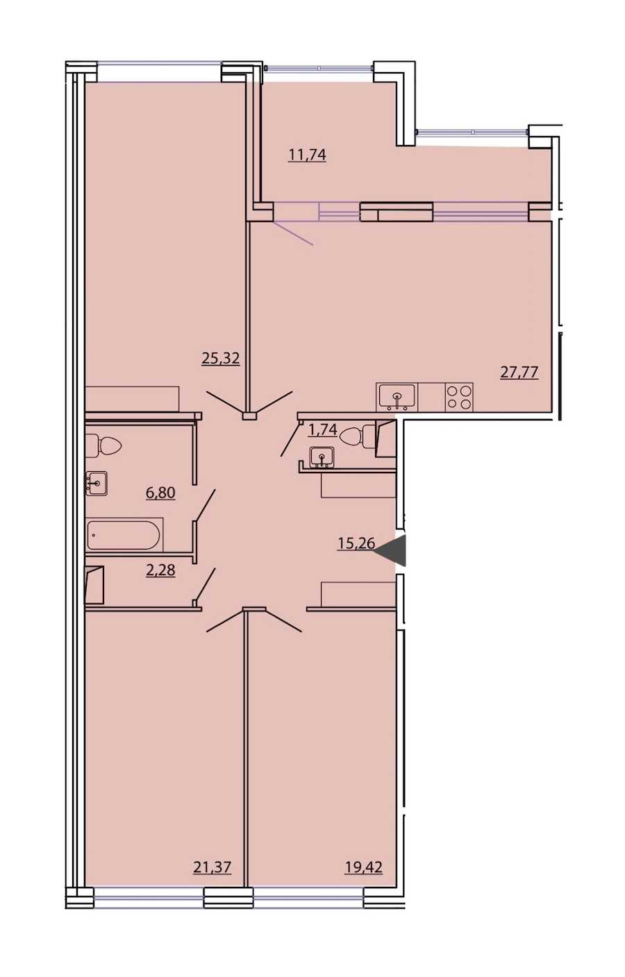 Трехкомнатная квартира в : площадь 125.83 м2 , этаж: 3 – купить в Санкт-Петербурге