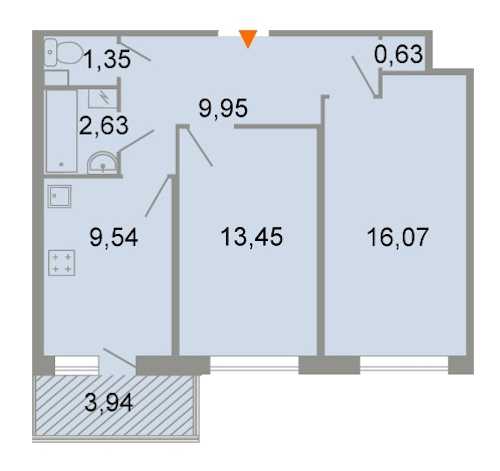 Двухкомнатная квартира в : площадь 62.7 м2 , этаж: 1 – купить в Санкт-Петербурге