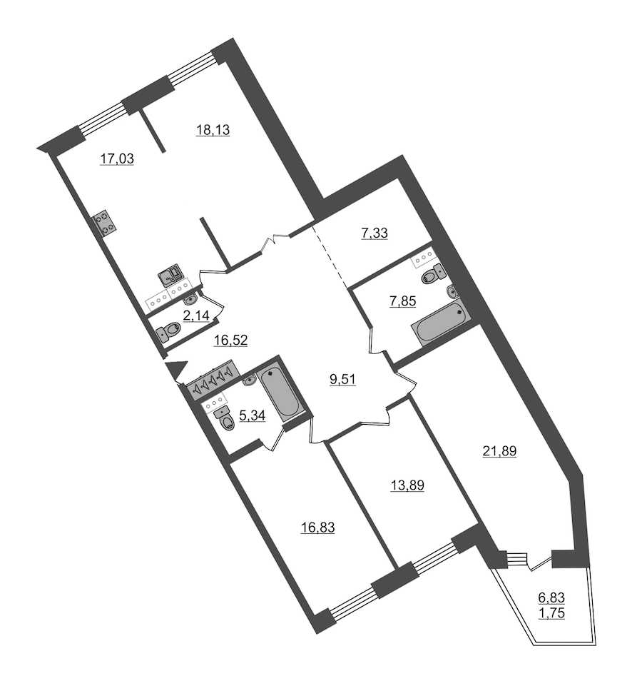 Четырехкомнатная квартира в : площадь 138.21 м2 , этаж: 6 – купить в Санкт-Петербурге