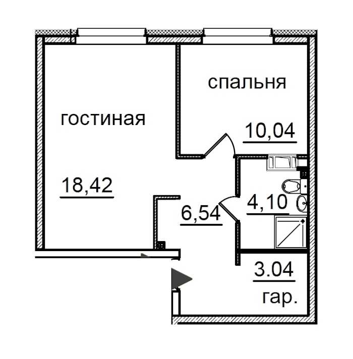 Однокомнатная квартира в : площадь 42.14 м2 , этаж: 11 – купить в Санкт-Петербурге