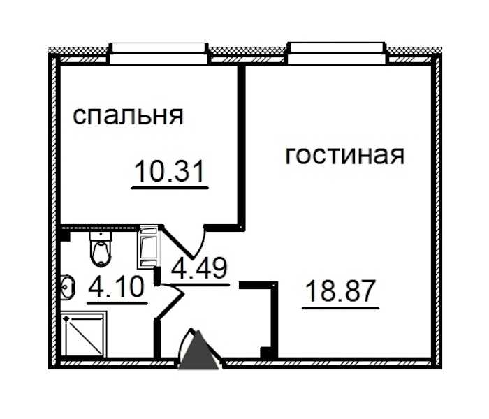 Однокомнатная квартира в : площадь 37.77 м2 , этаж: 4 – купить в Санкт-Петербурге