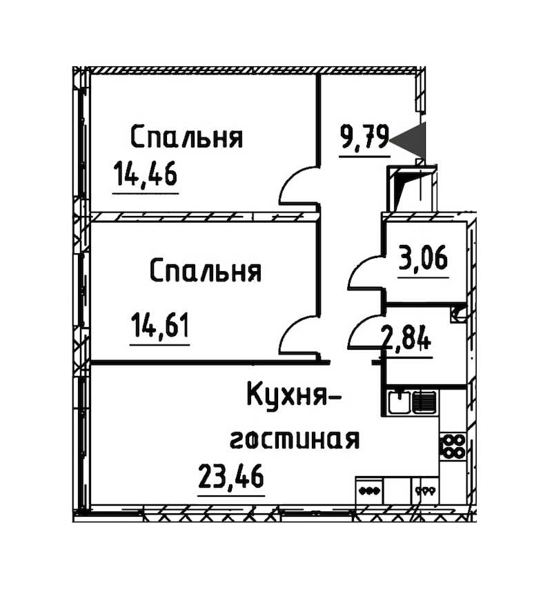 Двухкомнатная квартира в : площадь 67.79 м2 , этаж: 4 – купить в Санкт-Петербурге