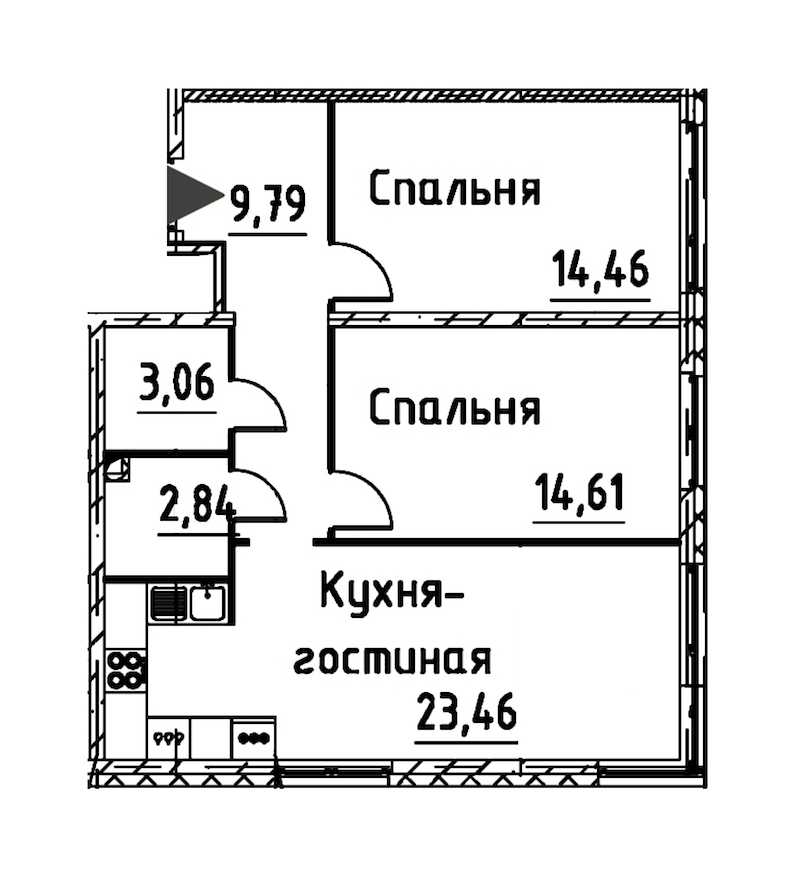 Двухкомнатная квартира в : площадь 67.38 м2 , этаж: 16 – купить в Санкт-Петербурге