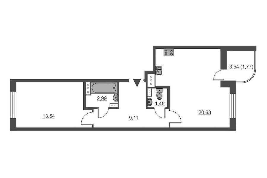Однокомнатная квартира в : площадь 49.5 м2 , этаж: 4 – купить в Санкт-Петербурге