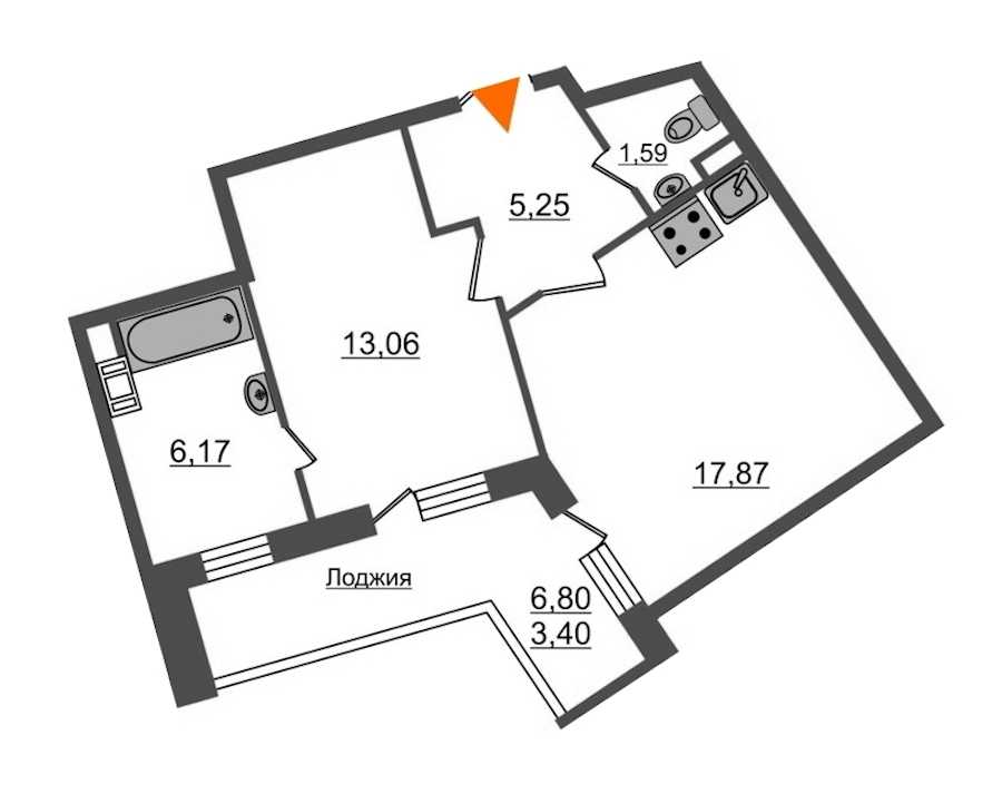 Однокомнатная квартира в : площадь 47.34 м2 , этаж: 12 – купить в Санкт-Петербурге