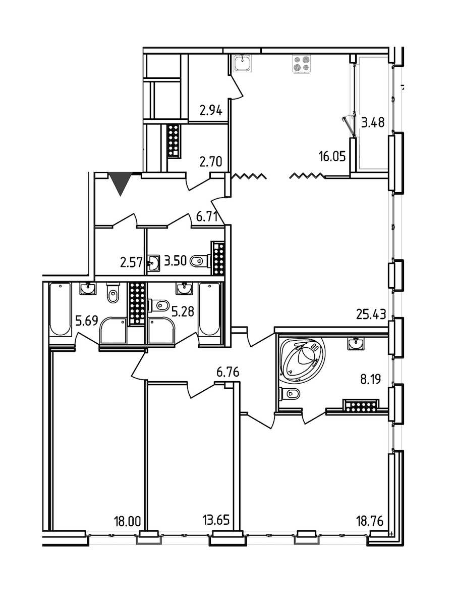 Четырехкомнатная квартира в : площадь 137.97 м2 , этаж: 14 – купить в Санкт-Петербурге