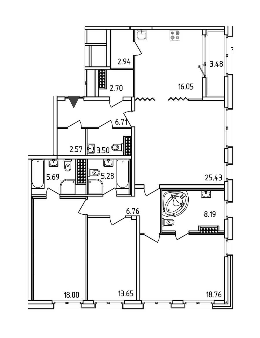 Четырехкомнатная квартира в : площадь 137.97 м2 , этаж: 15 – купить в Санкт-Петербурге