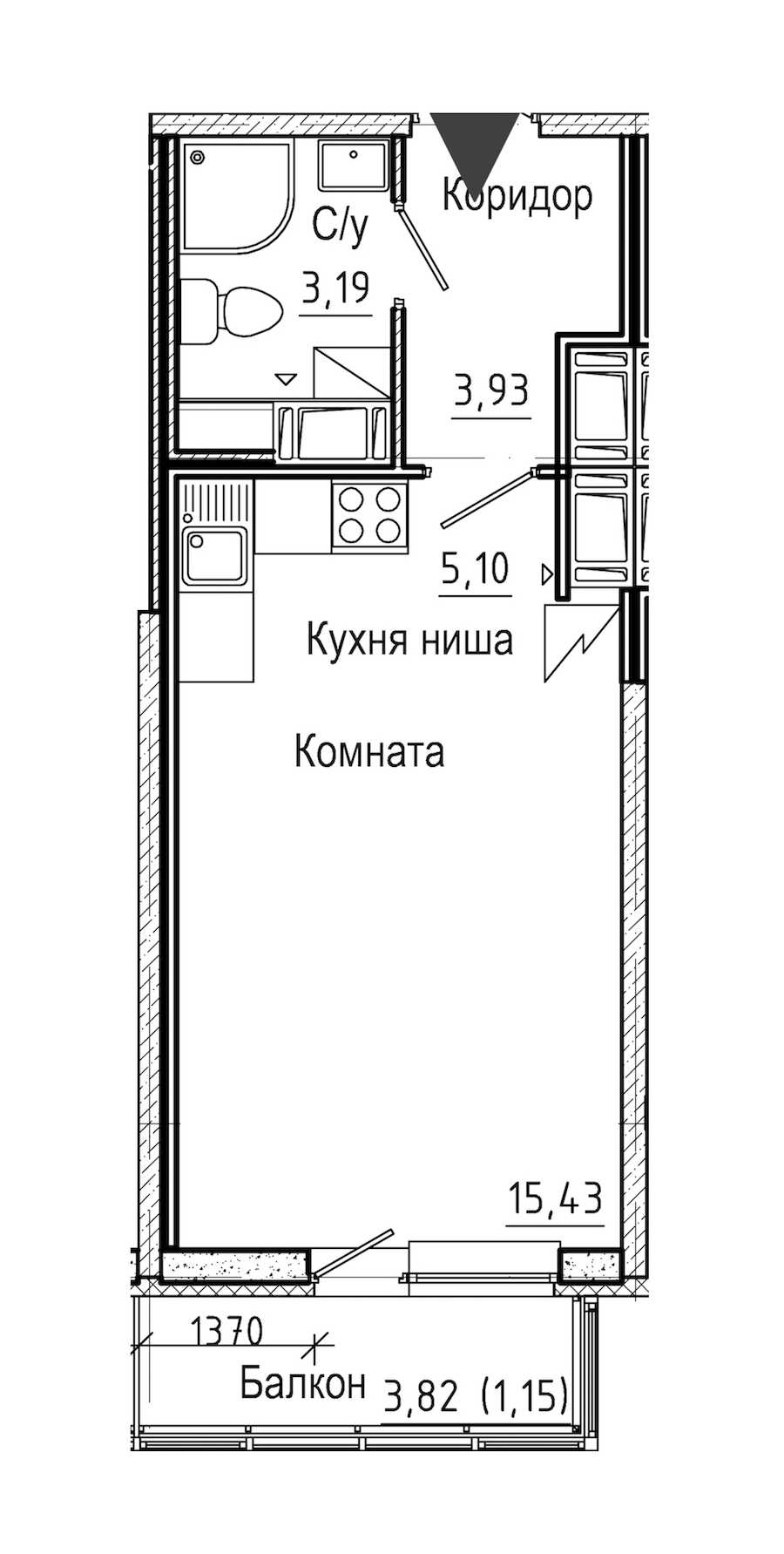 Студия в : площадь 28.8 м2 , этаж: 21 – купить в Санкт-Петербурге
