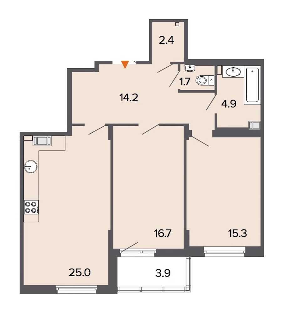Двухкомнатная квартира в : площадь 80.1 м2 , этаж: 5 – купить в Санкт-Петербурге