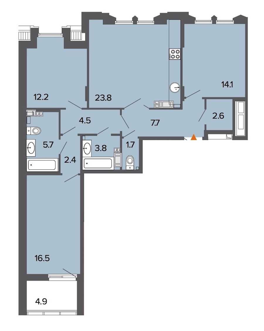 Трехкомнатная квартира в : площадь 94.9 м2 , этаж: 8 – купить в Санкт-Петербурге