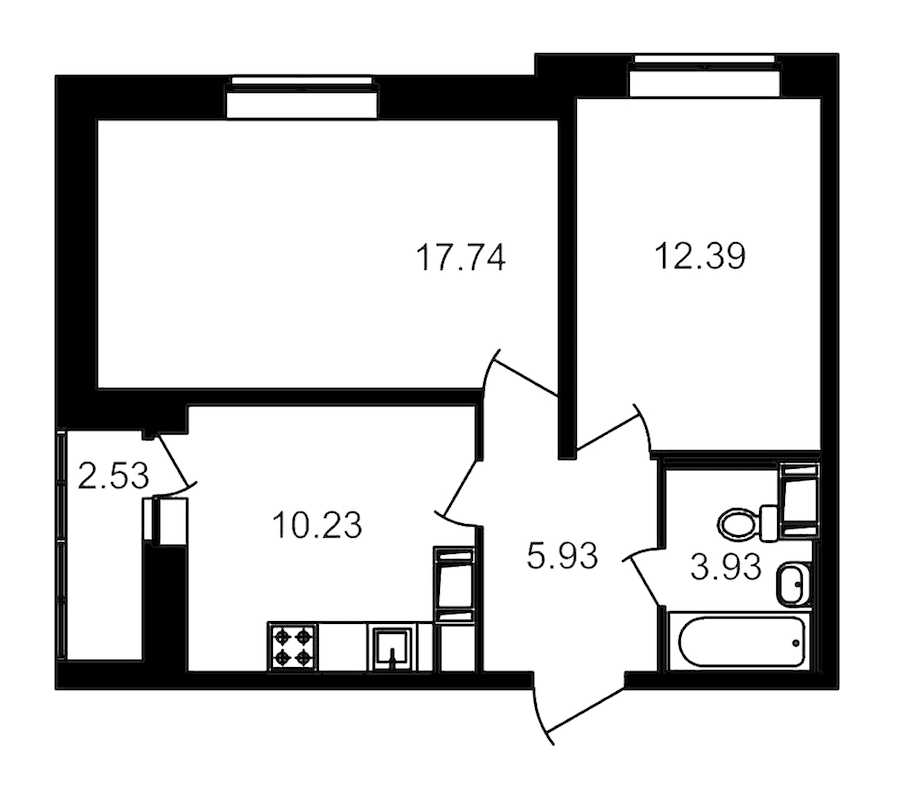 Двухкомнатная квартира в : площадь 52.45 м2 , этаж: 4 – купить в Санкт-Петербурге
