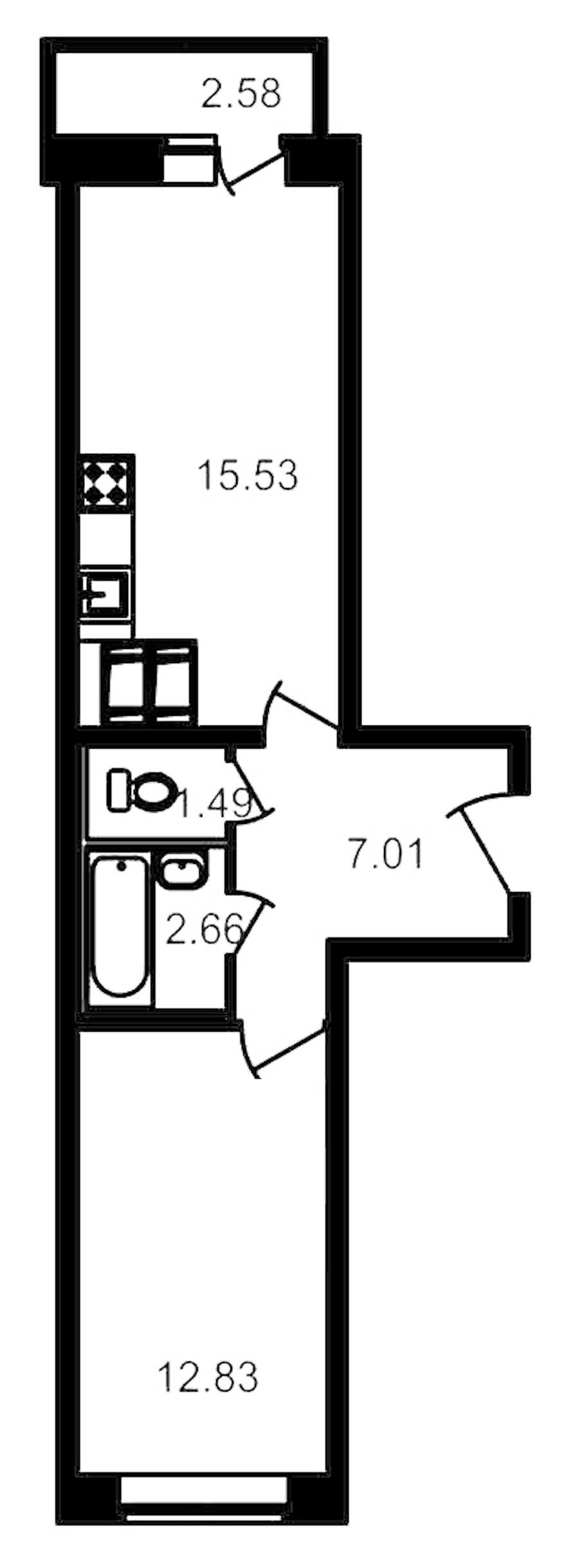 Однокомнатная квартира в : площадь 41.18 м2 , этаж: 20 – купить в Санкт-Петербурге