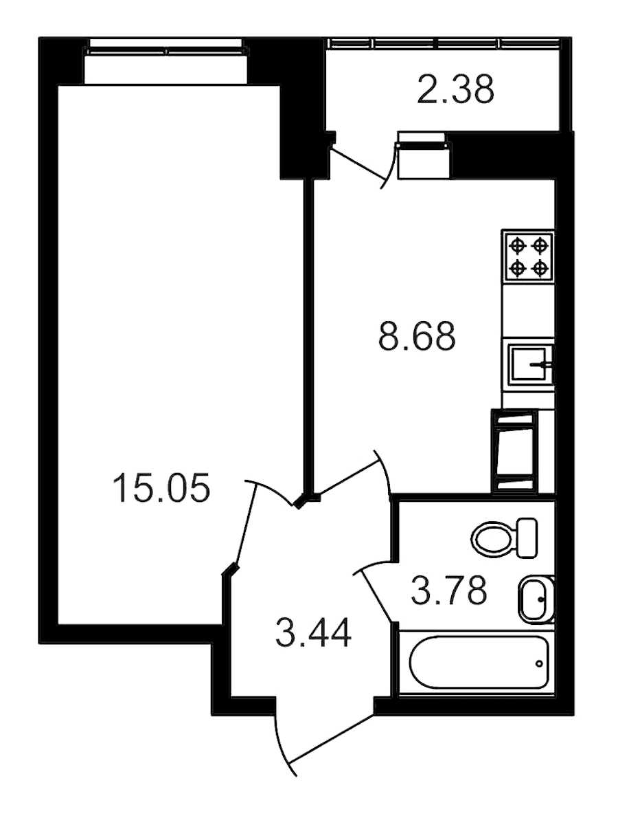 Однокомнатная квартира в : площадь 33.26 м2 , этаж: 5 – купить в Санкт-Петербурге