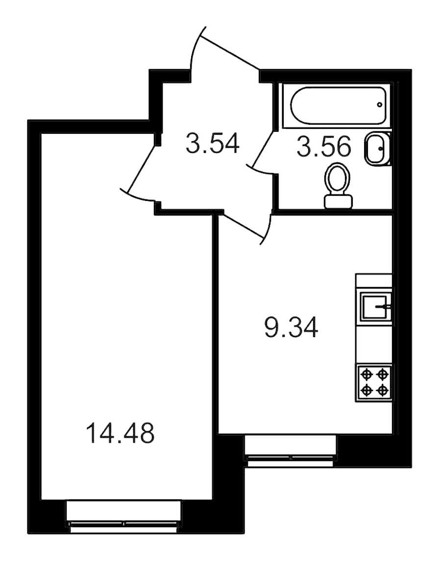 Однокомнатная квартира в : площадь 30.75 м2 , этаж: 1 – купить в Санкт-Петербурге