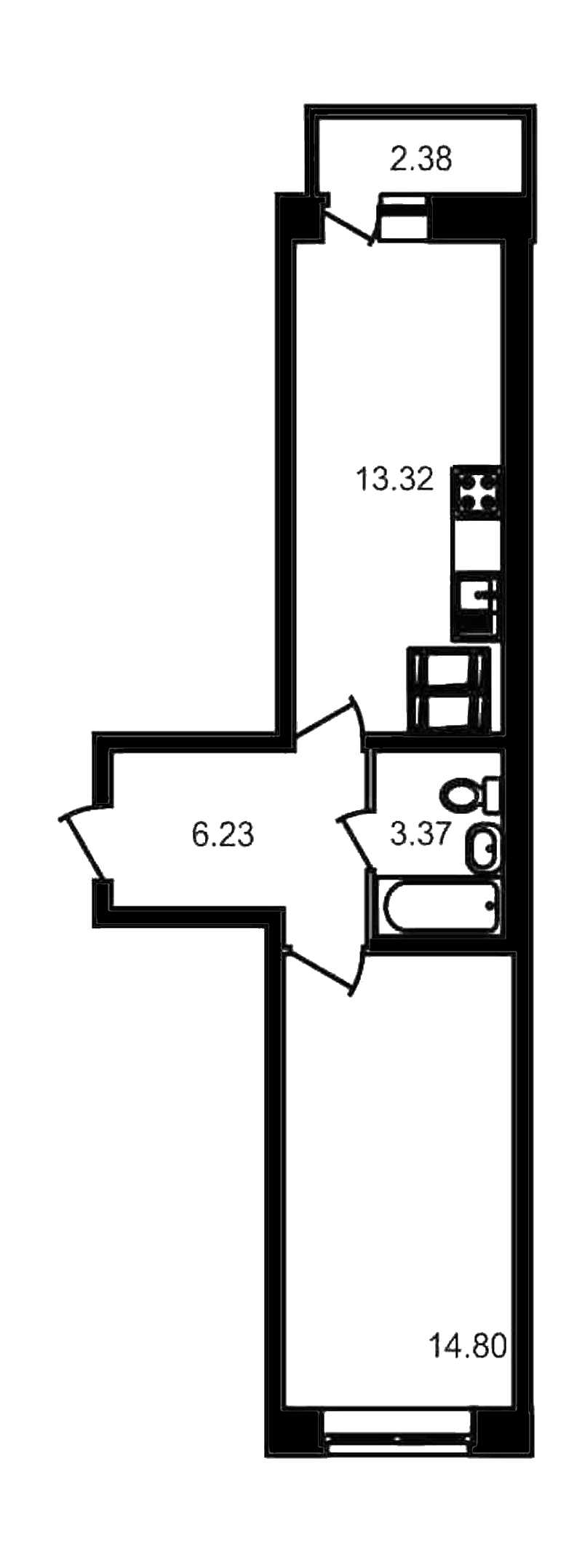 Однокомнатная квартира в ЦДС: площадь 40.1 м2 , этаж: 18 – купить в Санкт-Петербурге