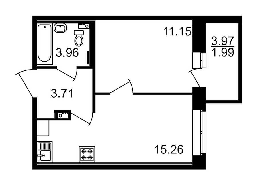 Однокомнатная квартира в : площадь 38.05 м2 , этаж: 1 – купить в Санкт-Петербурге