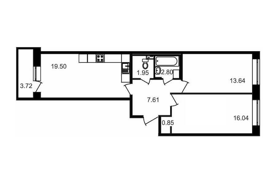 Двухкомнатная квартира в : площадь 66.11 м2 , этаж: 3 – купить в Санкт-Петербурге