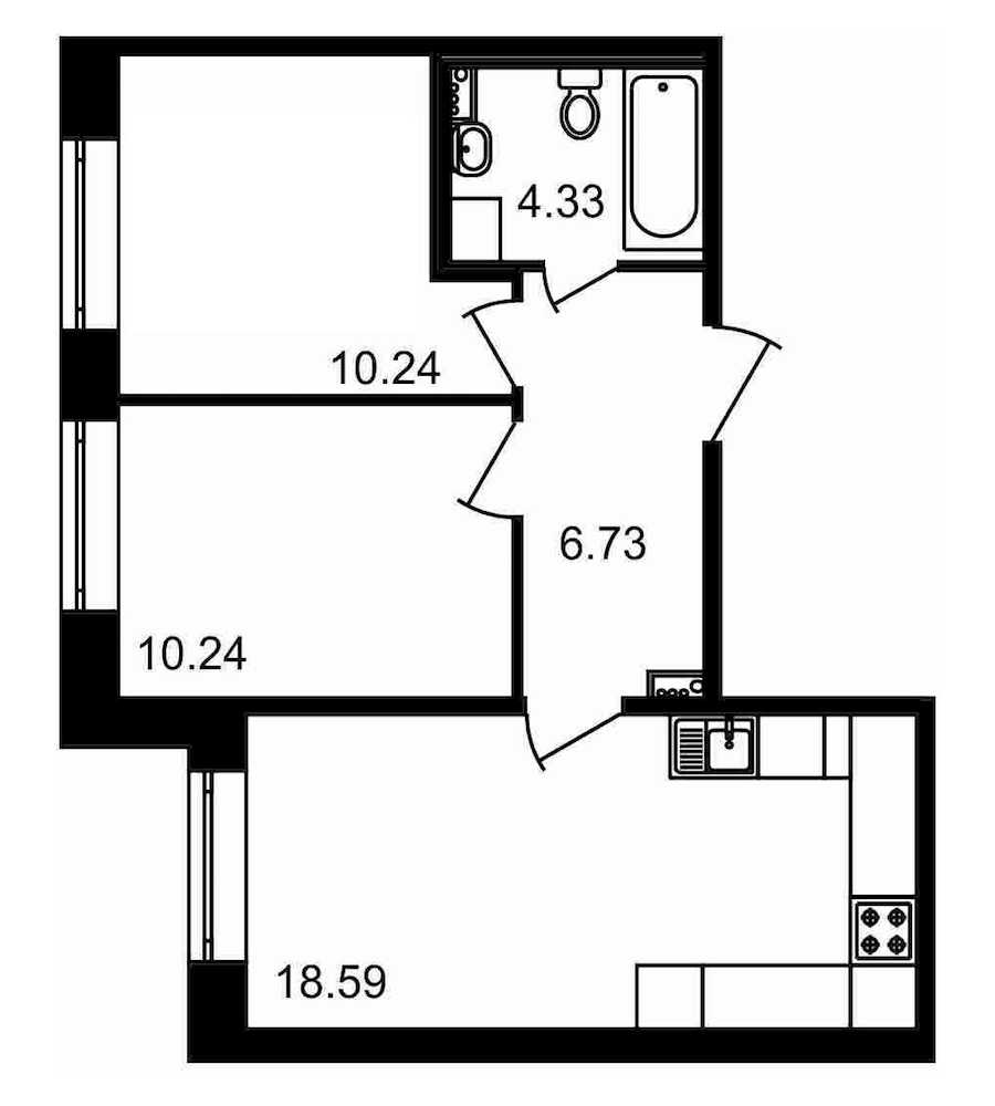 Двухкомнатная квартира в : площадь 50.13 м2 , этаж: 1 – купить в Санкт-Петербурге