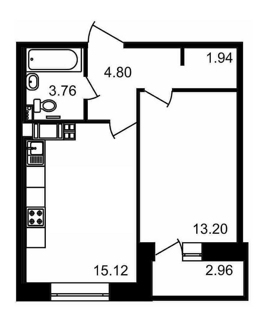 Однокомнатная квартира в : площадь 41.78 м2 , этаж: 16 – купить в Санкт-Петербурге