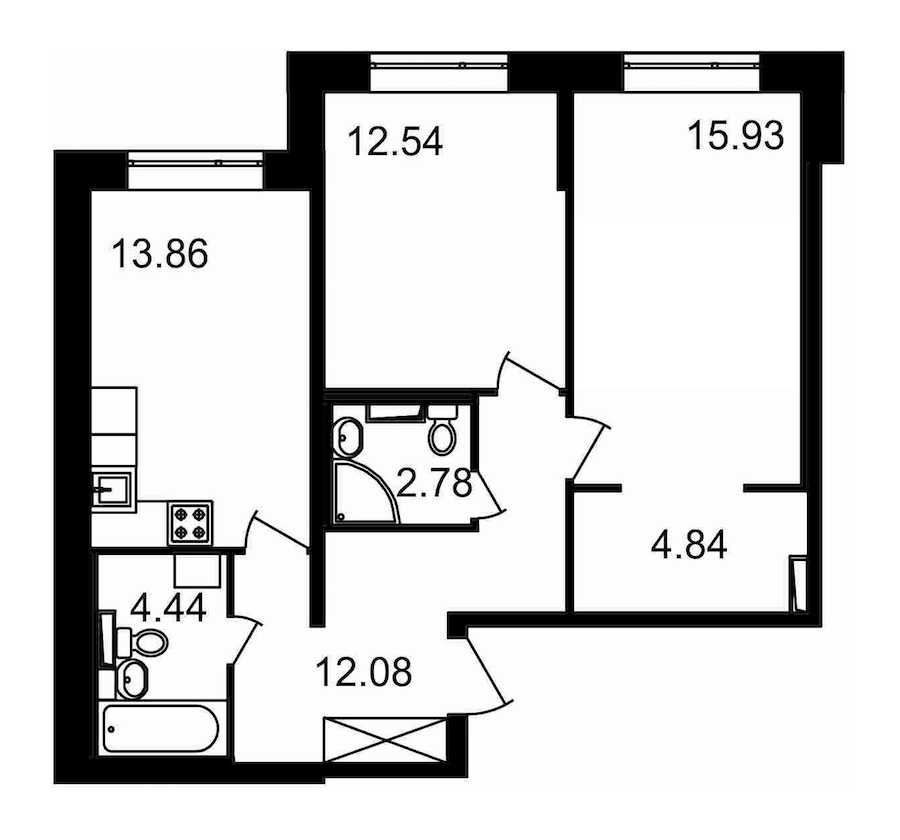 Двухкомнатная квартира в ЦДС: площадь 66.47 м2 , этаж: 1 – купить в Санкт-Петербурге
