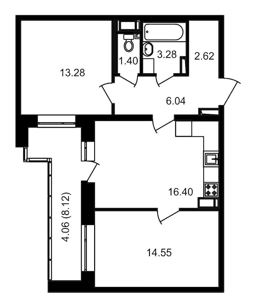 Двухкомнатная квартира в : площадь 65.83 м2 , этаж: 18 – купить в Санкт-Петербурге