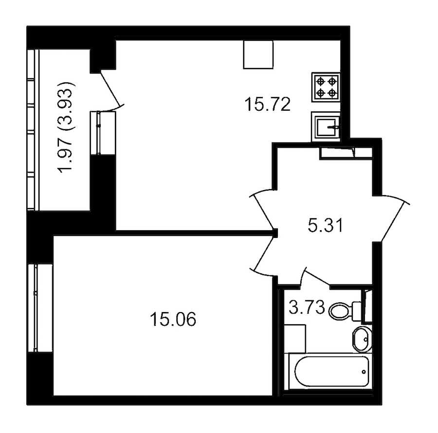 Однокомнатная квартира в ЦДС: площадь 43.75 м2 , этаж: 1 – купить в Санкт-Петербурге
