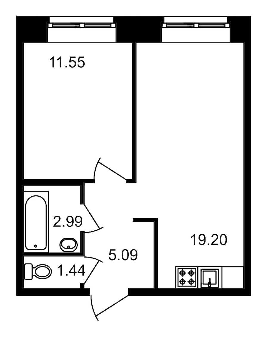 Однокомнатная квартира в : площадь 40.27 м2 , этаж: 1 – купить в Санкт-Петербурге