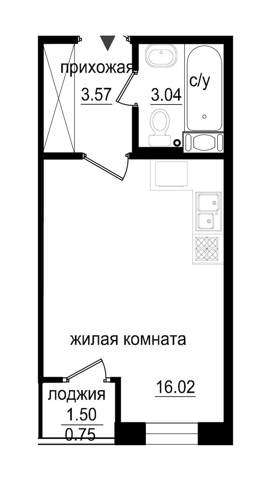 Студия в : площадь 23.38 м2 , этаж: 4 – купить в Санкт-Петербурге