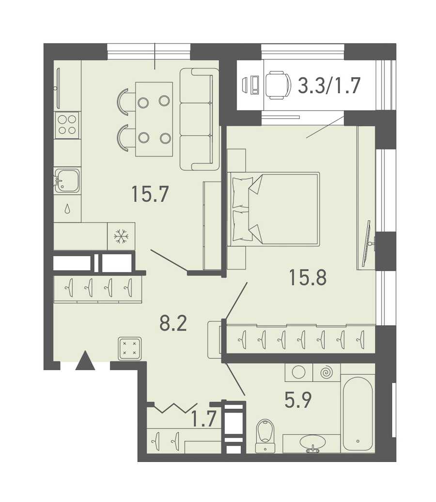 Однокомнатная квартира в : площадь 49 м2 , этаж: 3 – купить в Санкт-Петербурге