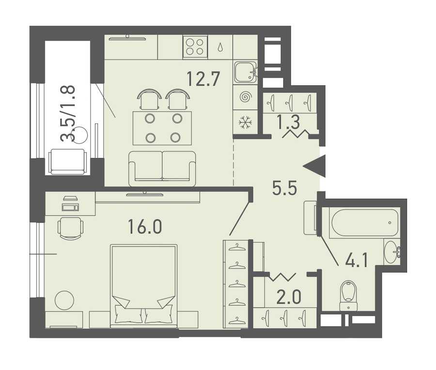 Однокомнатная квартира в : площадь 43.4 м2 , этаж: 8 – купить в Санкт-Петербурге