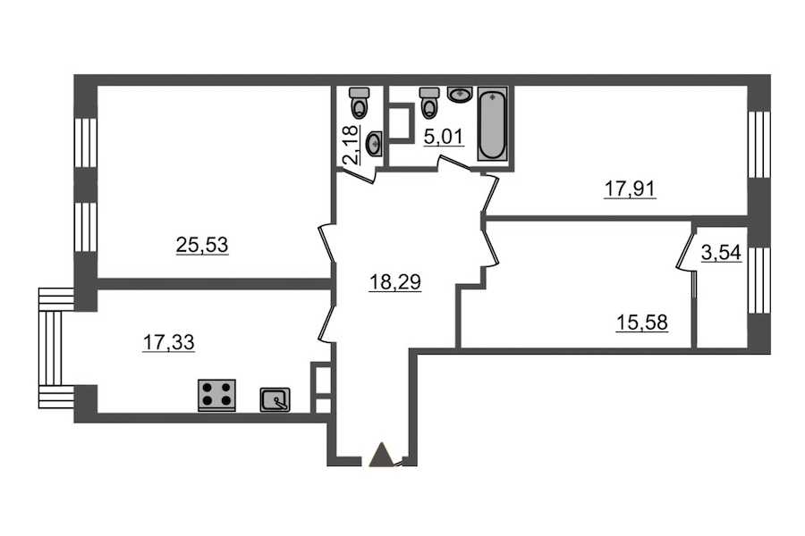 Трехкомнатная квартира в : площадь 105 м2 , этаж: 2 – купить в Санкт-Петербурге
