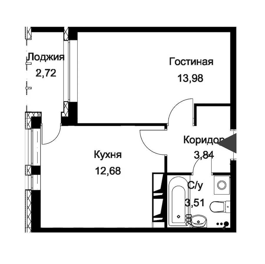 Однокомнатная квартира в : площадь 35.37 м2 , этаж: 9 - 10 – купить в Санкт-Петербурге