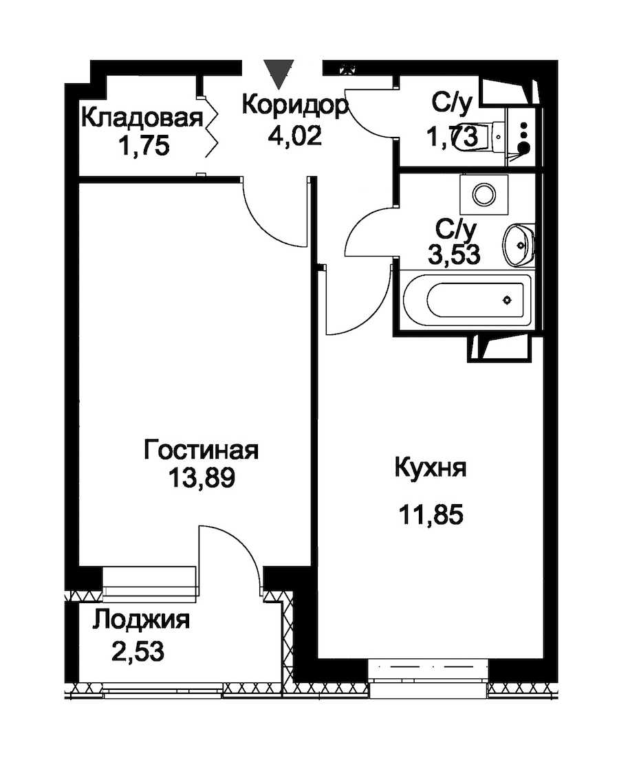 Однокомнатная квартира в : площадь 38.04 м2 , этаж: 13 – купить в Санкт-Петербурге