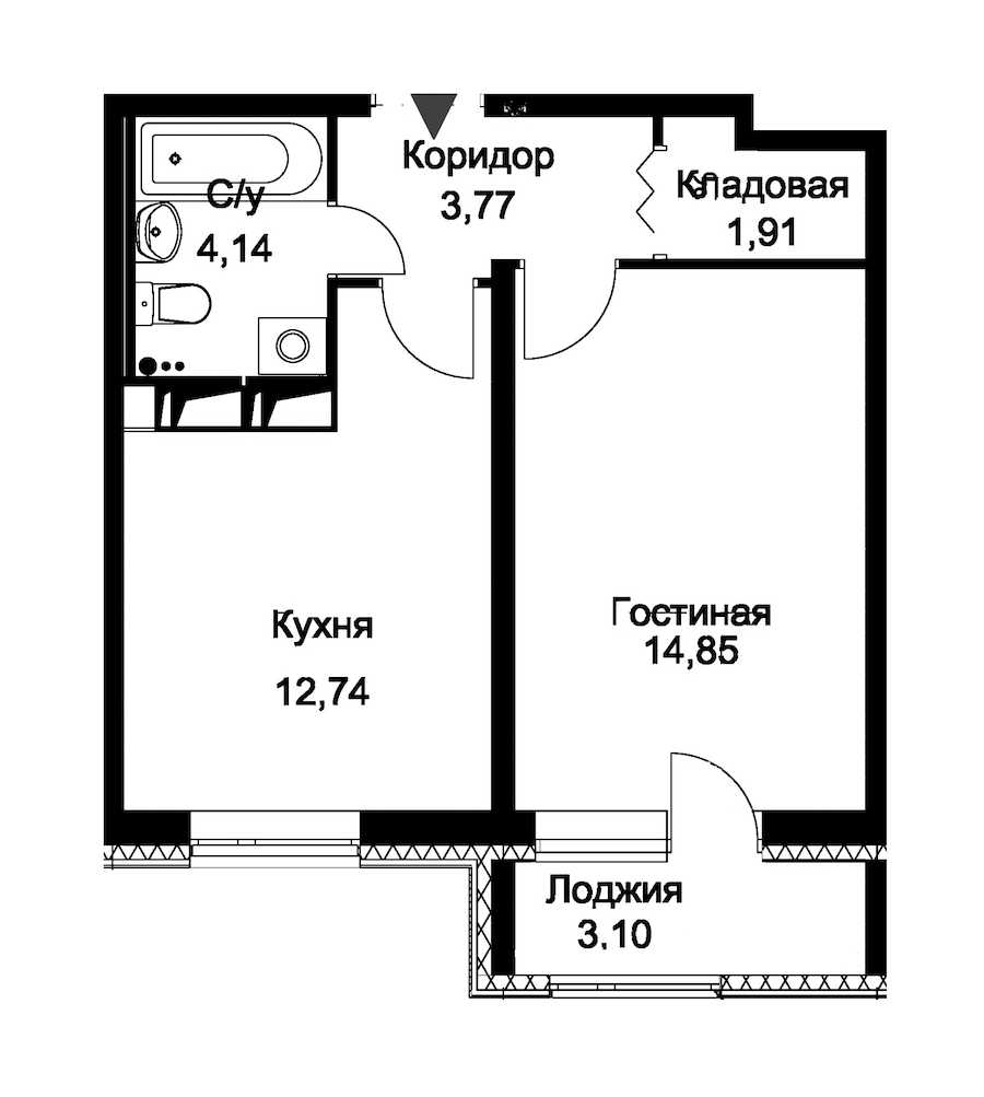 Однокомнатная квартира в : площадь 38.96 м2 , этаж: 13 – купить в Санкт-Петербурге