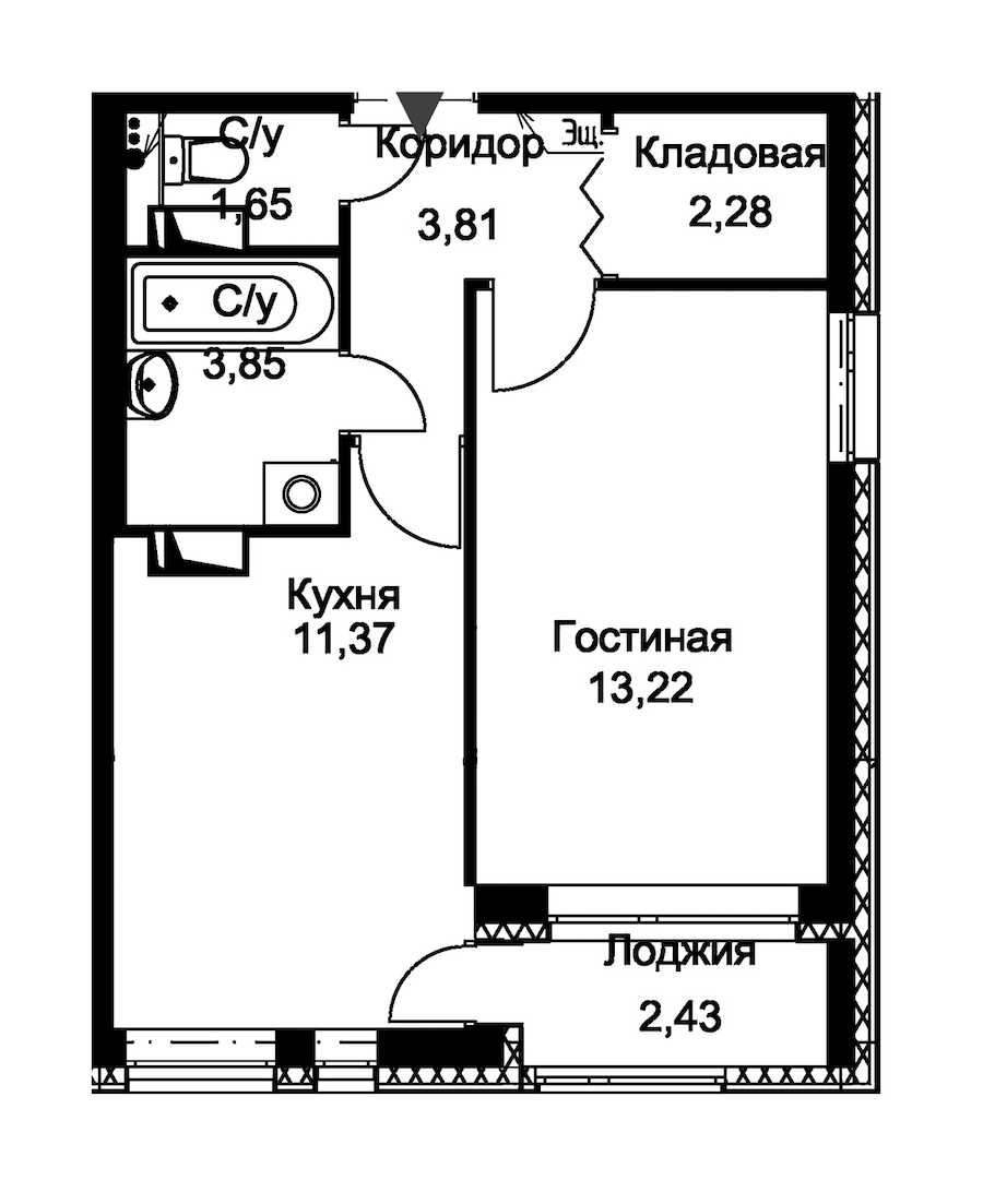 Однокомнатная квартира в : площадь 37.4 м2 , этаж: 8 – купить в Санкт-Петербурге