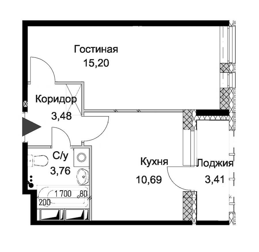 Однокомнатная квартира в : площадь 34.84 м2 , этаж: 8 - 10 – купить в Санкт-Петербурге