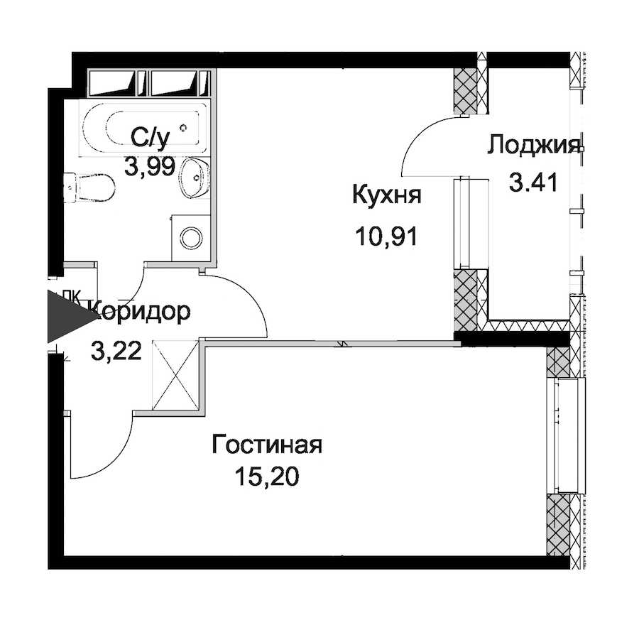 Однокомнатная квартира в : площадь 35.03 м2 , этаж: 9 – купить в Санкт-Петербурге