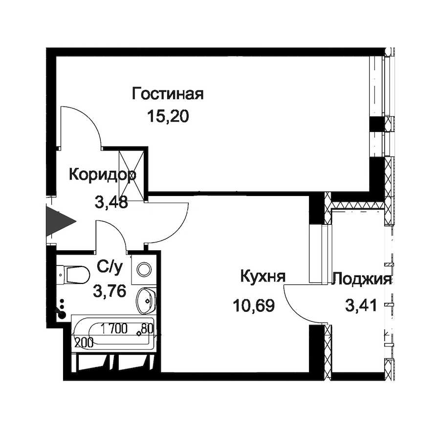 Однокомнатная квартира в : площадь 34.84 м2 , этаж: 5 - 6 – купить в Санкт-Петербурге