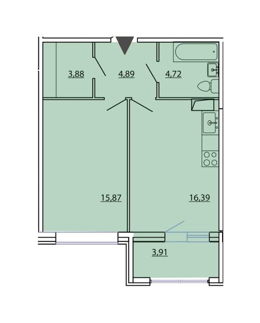 Однокомнатная квартира в : площадь 47.71 м2 , этаж: 8 – купить в Санкт-Петербурге