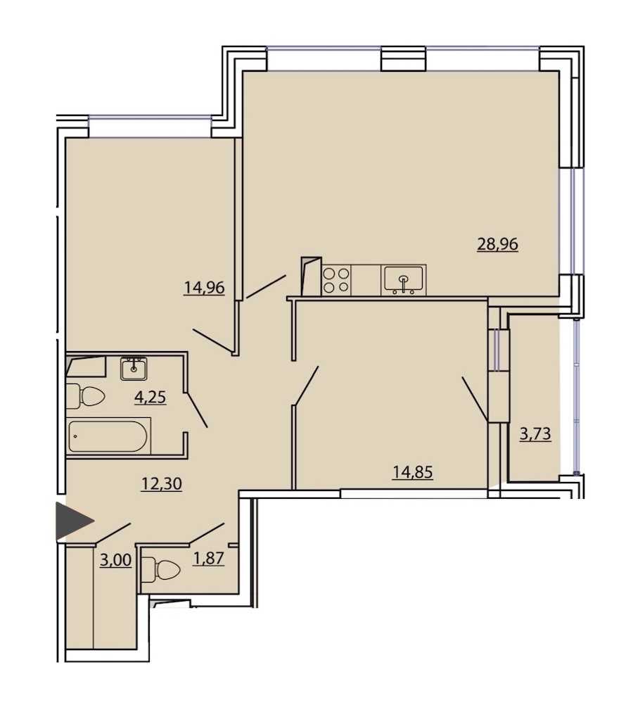 Двухкомнатная квартира в : площадь 81.51 м2 , этаж: 5 – купить в Санкт-Петербурге