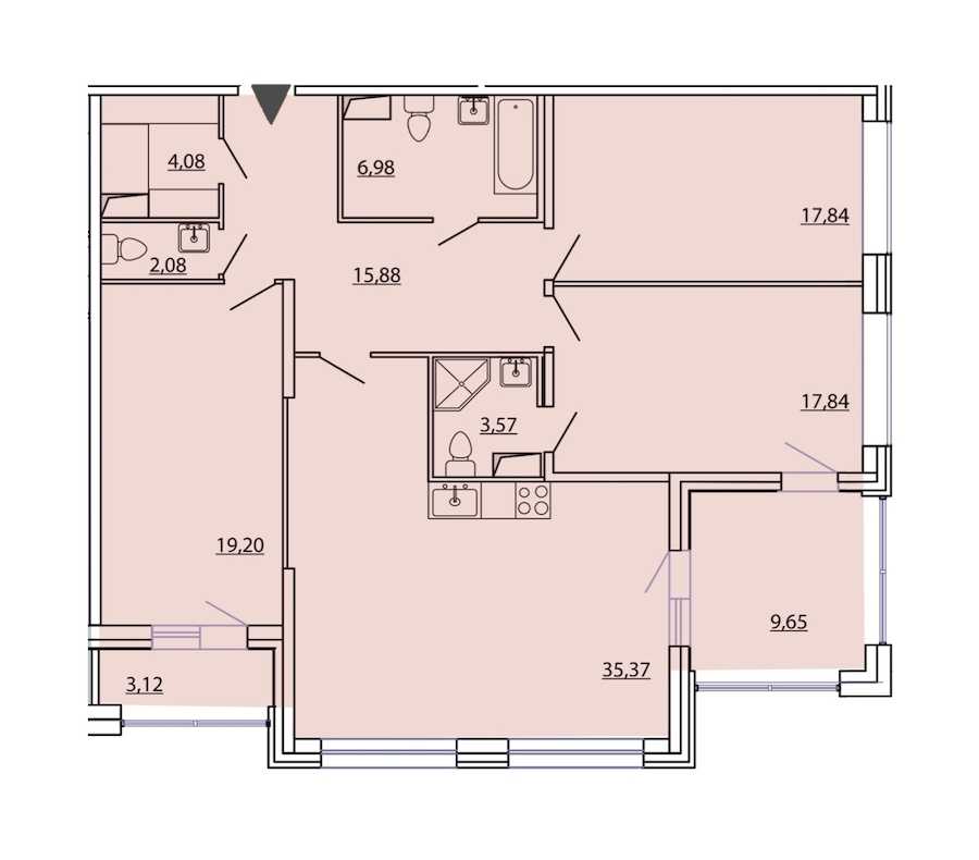 Трехкомнатная квартира в : площадь 129.23 м2 , этаж: 5 – купить в Санкт-Петербурге